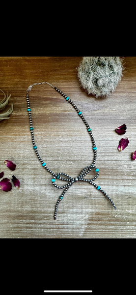 Ws Turquoise Navajo Pearl Bow Necklace