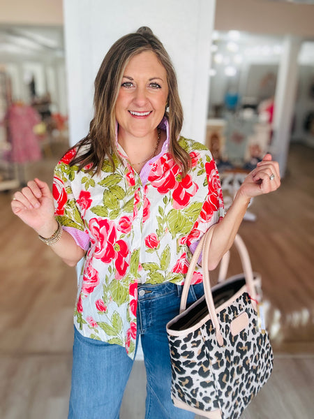 Pink Striped Frill Top