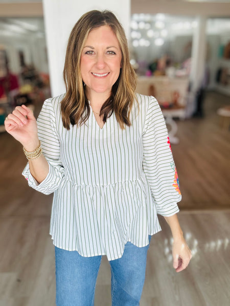 Green Stripe Blouse