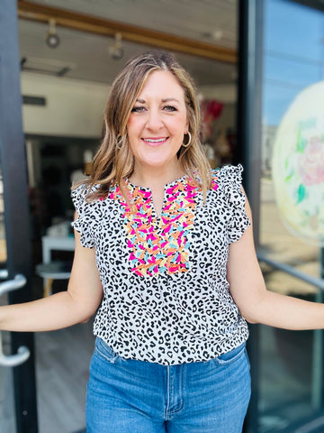 Leopard Ruffle Embroidery