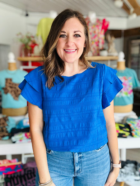 Blue Textured Top