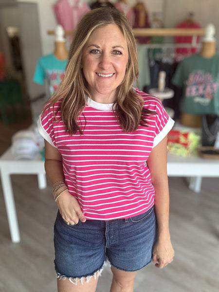 Stripe Top Fuschia
