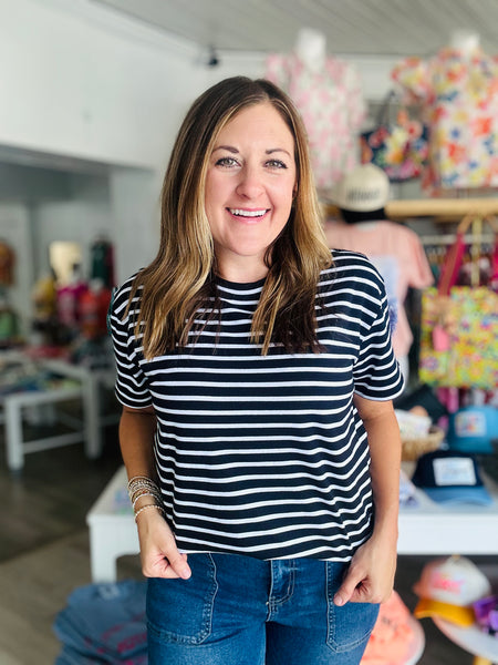 Basic Stripe Top in Black