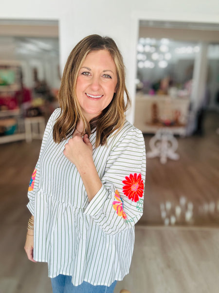 Green Stripe Blouse