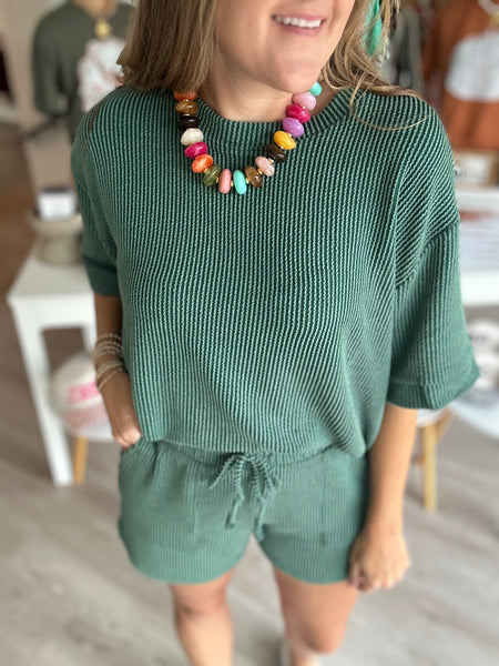 Hunter Green Ribbed Top