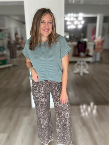 Ribbed Basic Top Jade