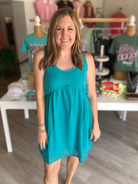 Teal V Dress