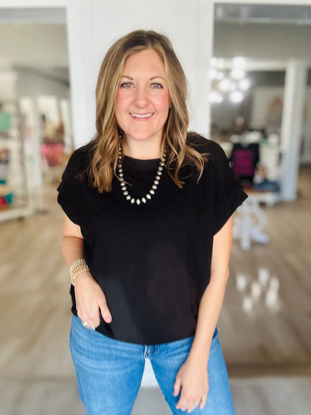 Ribbed Basic Top Black