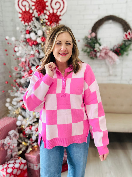 Checkered Pink Sweater