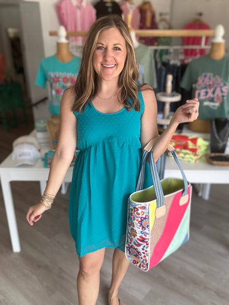 Teal V Dress