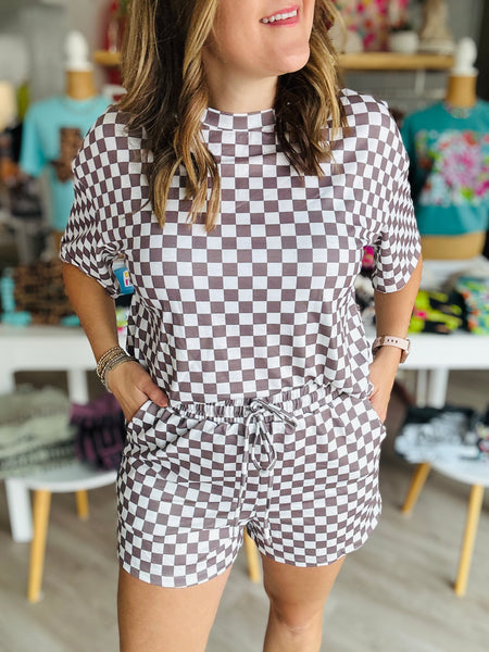 Brown Checkered Top