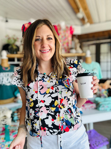 Bahama Black Floral Top