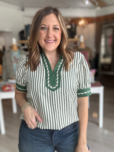 Green Stripe Top