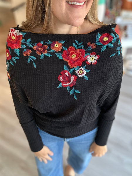 Black Embroidered Top