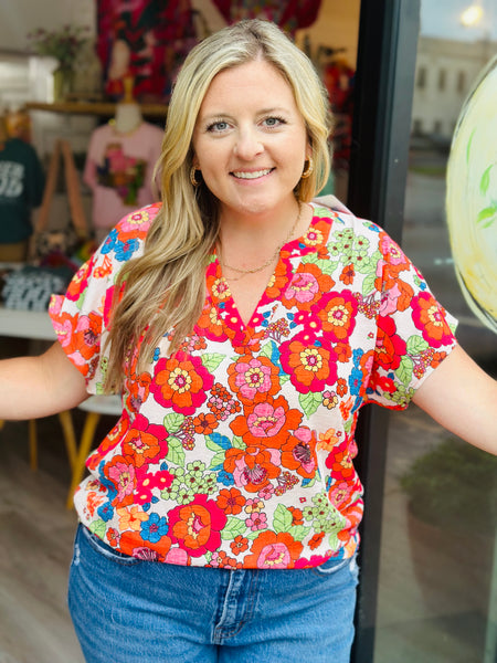 Fiery Floral Top