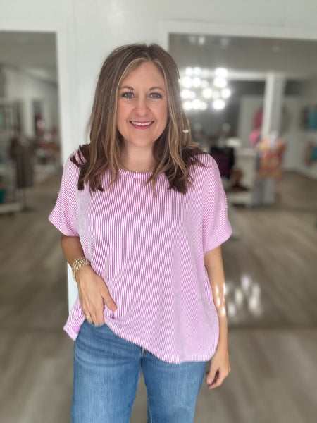 Oversized Ribbed Top Mauve
