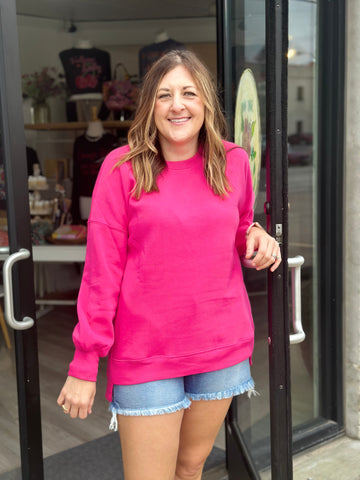 Boyfriend Sweatshirt in Hot Pink