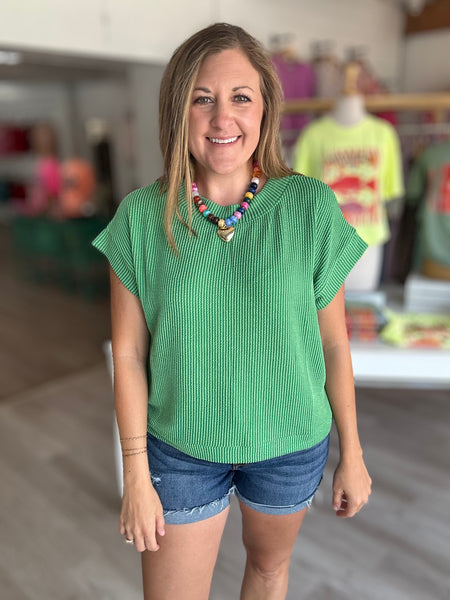 Ribbed Basic Top Green