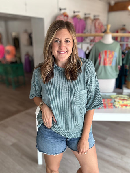 Ribbed Pocket Jade Top