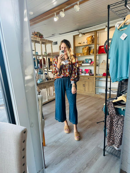 Scalloped Denim Pant