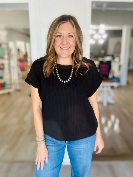 Ribbed Basic Top Black