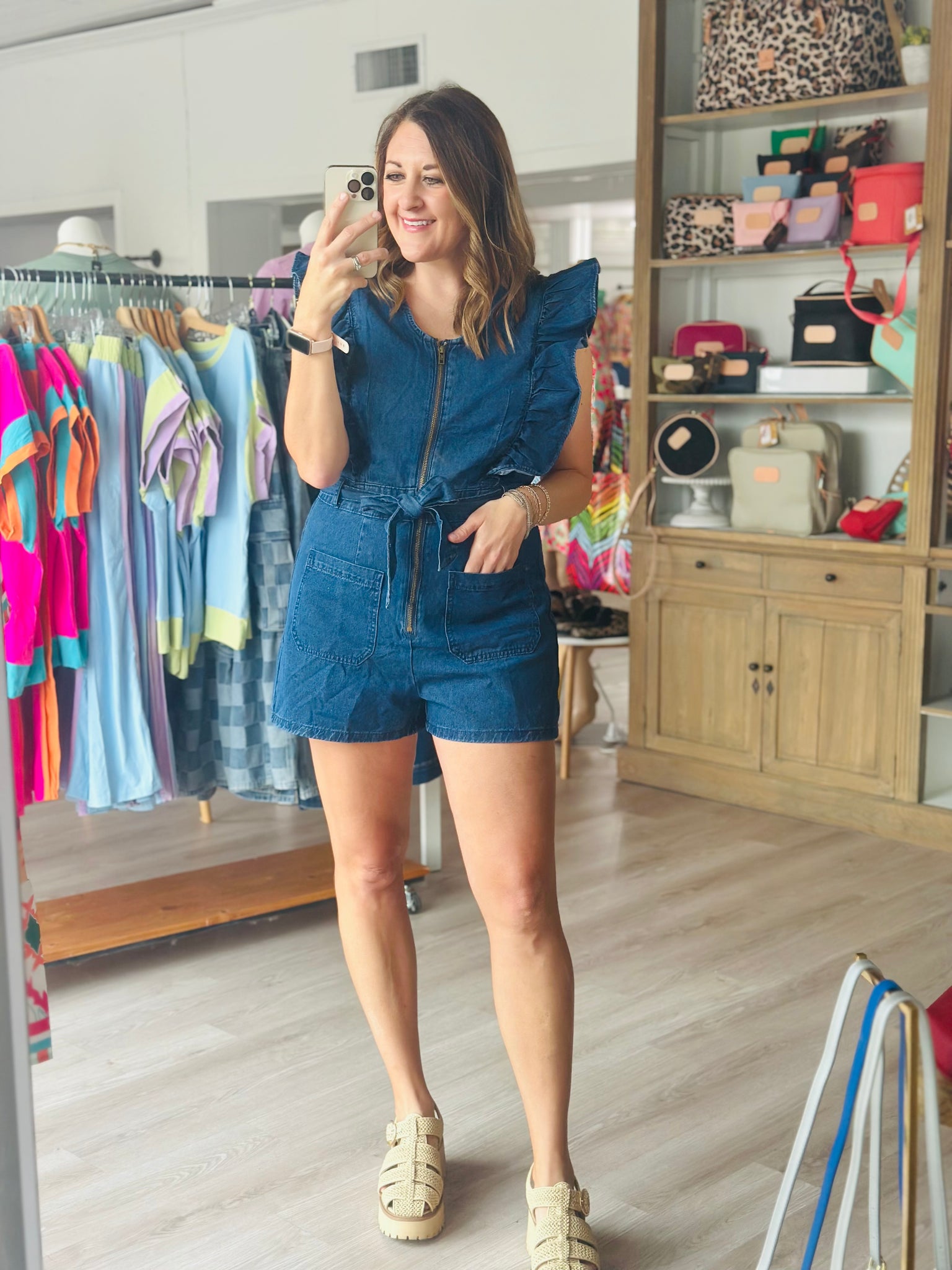 Denim Ruffle Romper
