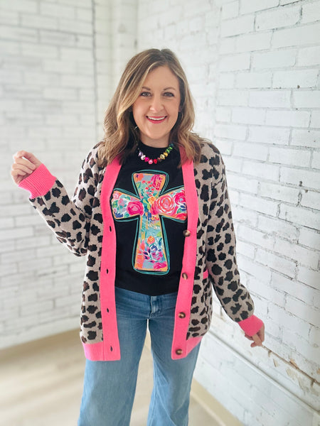 Leopard Pink Cardigan