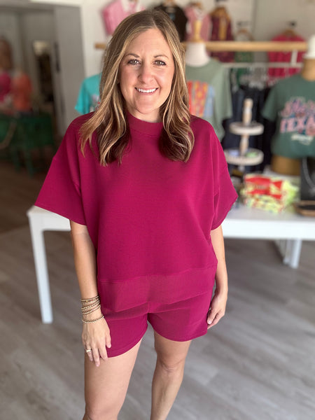 Maroon Ribbed Top