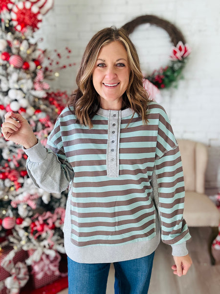 Mocha/Sage Stripe Top