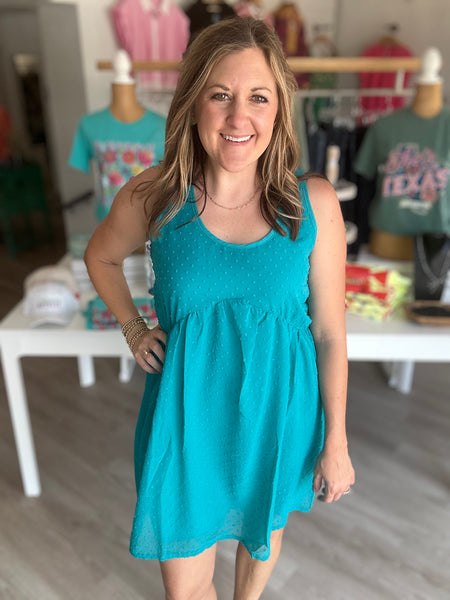 Teal V Dress