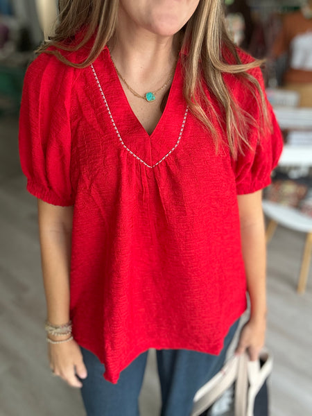 Red Abstract Top