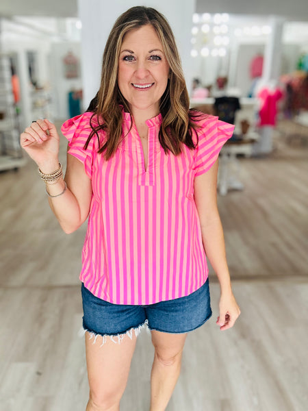 Pink Stripe Summer Blouse
