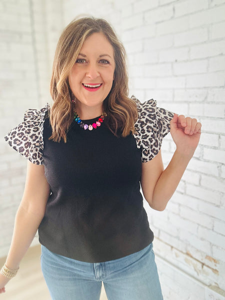 Leopard Ruffled Top
