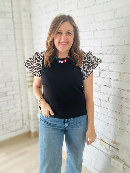 Leopard Ruffled Top