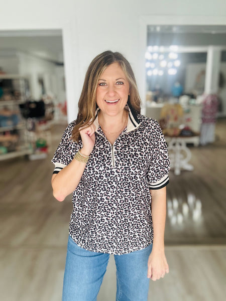 Leopard Zip Top