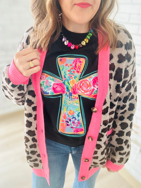 Leopard Pink Cardigan