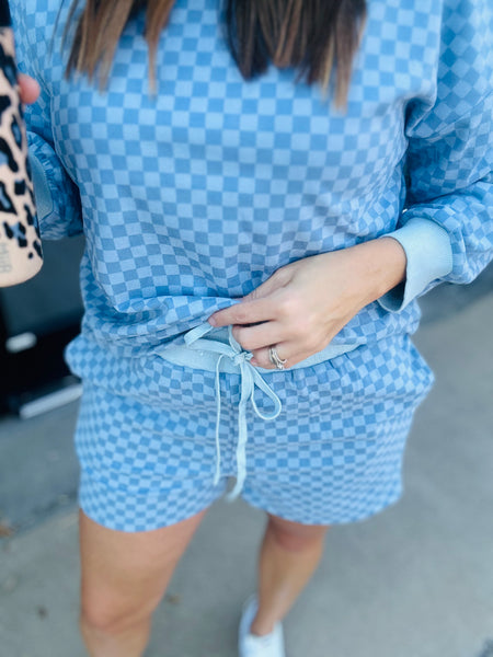 Sky Blue Checkered Short