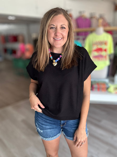 Ribbed Basic Top Black
