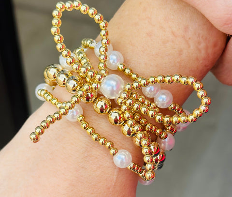 Bow + Beads Bracelet Set