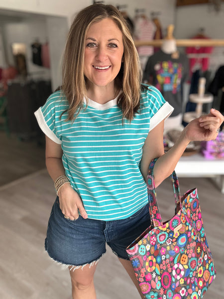 Stripe Top Turquoise