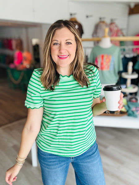 Green Scalloped Shirt