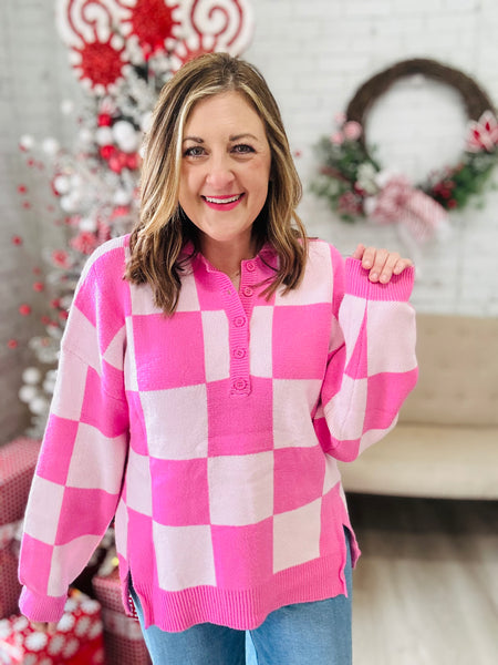 Checkered Pink Sweater