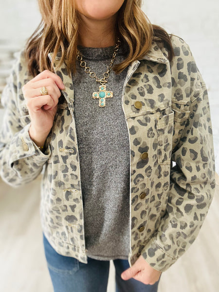Leopard Denim Jacket