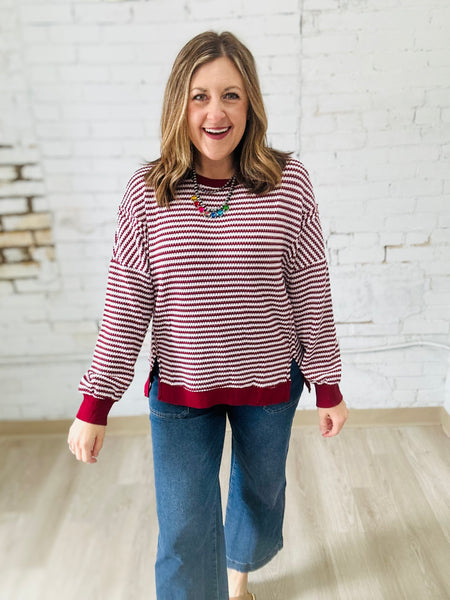 Made for Maroon Stripe Top