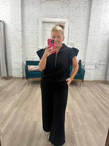 Black Textured Pant