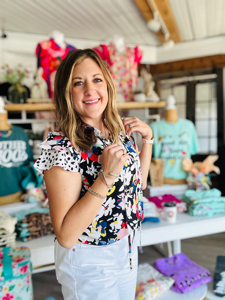 Bahama Black Floral Top