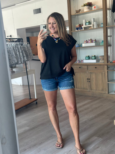 Cuffed Denim Shorts