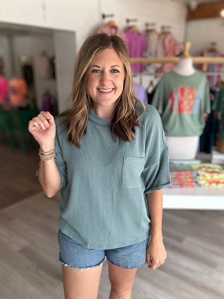Ribbed Pocket Jade Top