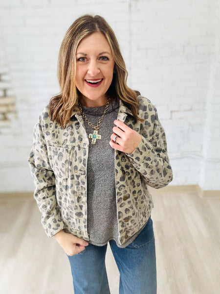Leopard Denim Jacket