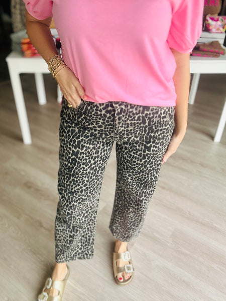 Leopard Barrel Jeans